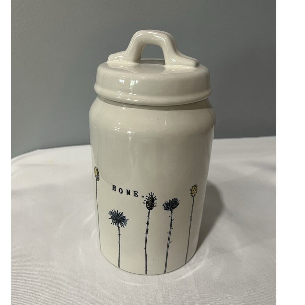 Rae Dunn Artisan Collection Home Floral Ceramic Cookie Jar w/ Lid rare